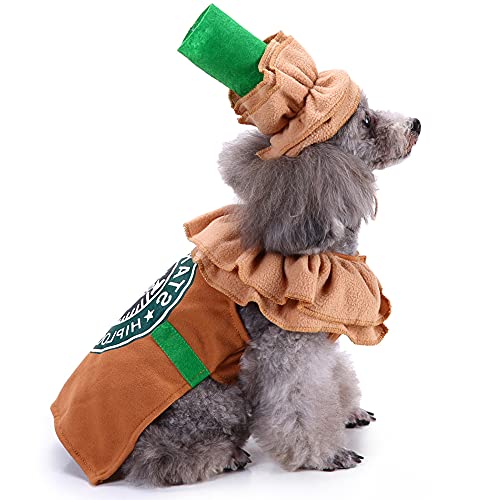 Latte Hund Kostüm – Halloween Lustiges Eiskaffee Hundekostüm, Welpe Latte Mokka Verkleidung Up, Winter Warm Cosplay Outfits für kleine mittelgroße Hunde, entzückende 4 Beine Latte Kapuzenmantel Pyjama von Kodervo