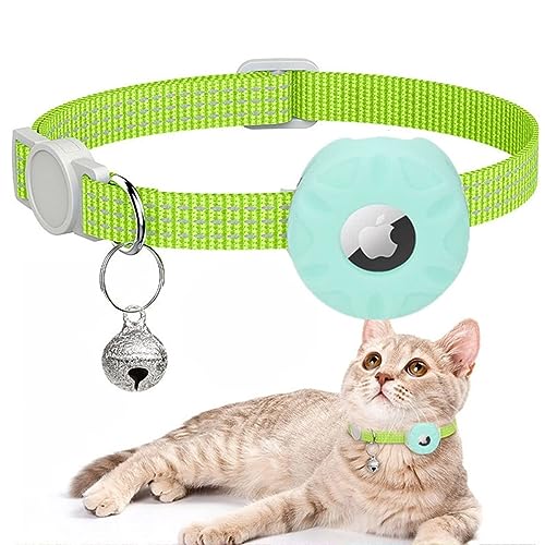 Katzenhalsband für Apple Airtag Hunde Reflektierend Hundehalsband Hülle Silikon, Farbe:Mintgrün von König Design