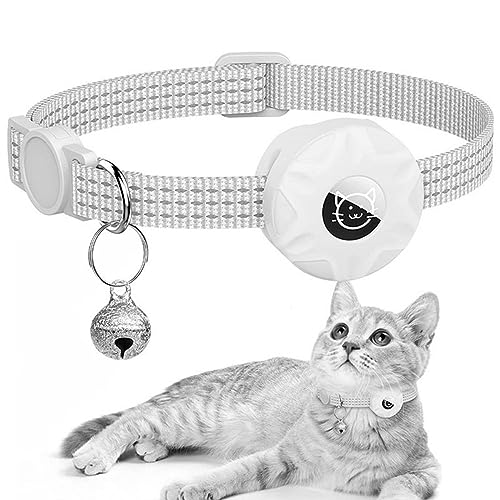 Katzenhalsband für Apple Airtag Hunde Reflektierend Hundehalsband Hülle Silikon, Farbe:Weiß von König Design