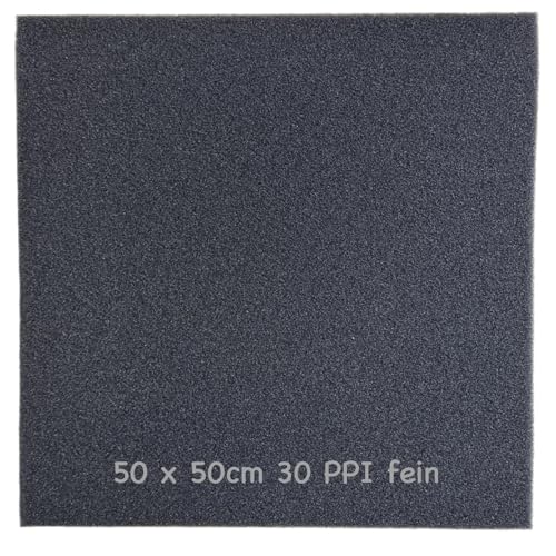 KH 1x Filterschaum in schwarz - Filterschwamm Teichfilter -Filtermatten für Aquarien - Filtermaterial- 50x50x3cm- PPI0-PPI20-PPI30-grob mittel-fein-Hamburger Mattenfilter (fein 50x50x3 cm 30 PPI) von Koi- und Bonsaipark Herdecke