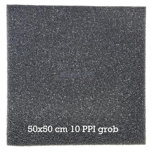 KH 1x Filterschaum in schwarz - Filterschwamm Teichfilter -Filtermatten für Aquarien - Filtermaterial- 50x50x3cm- PPI0-PPI20-PPI30-grob mittel-fein-Hamburger Mattenfilter (grob 50x50x3 cm 10PPI) von Koi- und Bonsaipark Herdecke