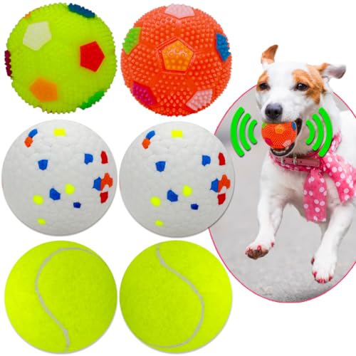 Koiladasa Ball für Hund 2 (2 x Tennis+2 x Leuchtball+2 x hochelastisch) von Koiladasa