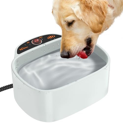 Beheizter Wassernapf – KOKOPRO 2,5 l für Hunde und Katzen, beheizter Futternapf, Outdoor-Wassernapf für Kaninchen, Huhn, Ente, Eichhörnchen, 2,5 l, 35 Watt, Wildkatzen-Futterstation (hellgrau) von Kokopro