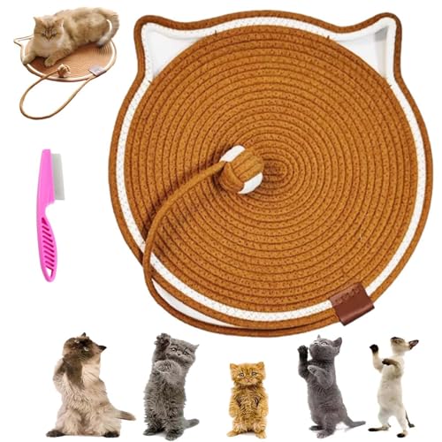 ClawLoom Doppel-Kratzmatte, Clawloom Doppelseitiger Katzenkratzer, natürliches Baumwollseil, Katzenkratzmatte, 2-in-1-Kratzmatte für den Innenbereich, geeignet für alle Katzen (Braun, 42 cm) von Kolarmo