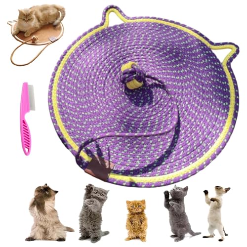 ClawLoom Doppel-Kratzmatte, Clawloom Doppelseitiger Katzenkratzer, natürliches Baumwollseil, Katzenkratzmatte, 2-in-1-Kratzmatte für den Innenbereich, geeignet für alle Katzen (Lila-A, 42 cm) von Kolarmo