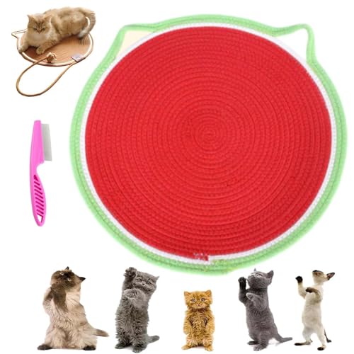 ClawLoom Dual Kratzmatte, Clawloom Doppelseitiger Katzenkratzer, Natürliches Baumwollseil Katzenkratzmatte, 2 in 1 Katzenbett Kratzmatte Innen, Geeignet für Alle Katzen (Rot, 50cm) von Kolarmo