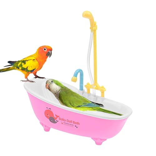 Koljkmh Papageienbad, Vogeldusche, Parrot Automatische Dusche, Haustier-Papageienbadewanne mit Dusche, automatische Papageienbadewanne mit Wasserzirkulation für kleine mittelgroße Vögel von Koljkmh