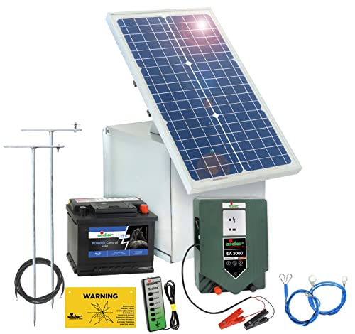 Solar Elektrozaun Komplett-Set: sofort startbereit inkl. 12V Weidezaungerät, Metallbox, 30W Solar Panel, Erdung, Allen Kabeln, Prüfer, 50Ah Akku mit Säure & Diebstahlschutz zum Bestpreis von Koll Living