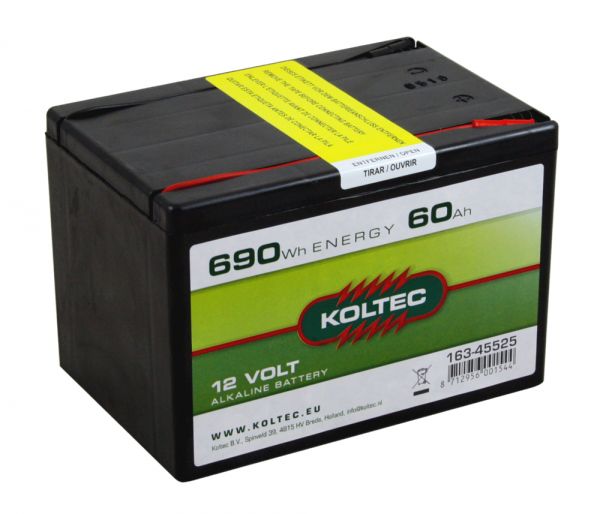 Koltec Alkaline 12V - 60Ah Weidezaunbatterie - Batterie für Weidezäune von Koltec