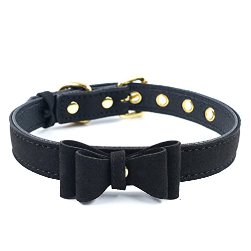 Herren und Damen Punk Stil Kostüm Choker Kragen Halsband, Gotik PU Leder Schleife Halsbänder Halskette (Schwarz-1) von Kom Waire