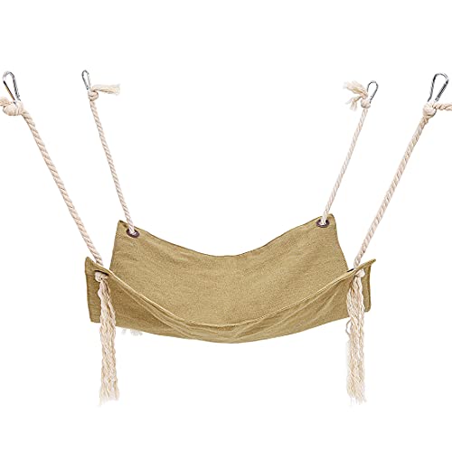 Komate Hängematte Katze Liege Katzenkäfig Hängemattenbett Hängematte für Hunde Hängendes Bett für Hund Kätzchen Frettchen Welpen Kaninchen kleine Tiere Katzenkäfigbett Sitz (47x47CM, Khaki) von Komate