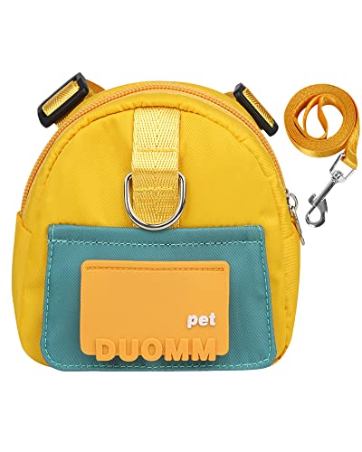 Komate Hundegeschirr Cute Adjustable Puppy Saddle Bag Waterproof Pet Self- tragen Zippered Backpack Harness mit 2 Leash Attachments für kleine mittlere Hunde (Gelb, M: 15 x 15 x 6cm) von Komate