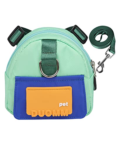 Komate Hundegeschirr Cute Adjustable Puppy Saddle Bag Waterproof Pet Self- tragen Zippered Backpack Harness mit 2 Leash Attachments für kleine mittlere Hunde (Grün, M: 15 x 15 x 6cm) von Komate