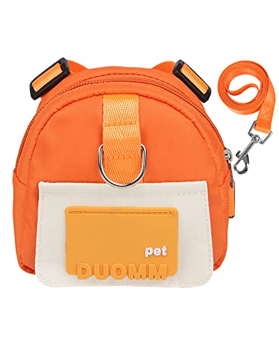 Komate Hundegeschirr Cute Adjustable Puppy Saddle Bag Waterproof Pet Self- tragen Zippered Backpack Harness mit 2 Leash Attachments für kleine mittlere Hunde (Orange, M: 15 x 15 x 6cm) von Komate