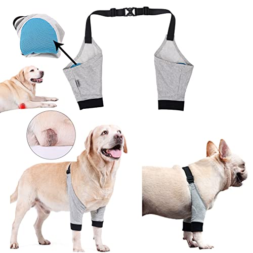 Komate Recovery Sleeve Hunde Hundebein-Gelenkhülse Hund Vorderbein Sprunggelenk Schutz Arthritis Verstauchungen Wundheilung Canine Wrap Hock Brace Ellenbogenschutz Weiche Polster Grau (XL) von Komate