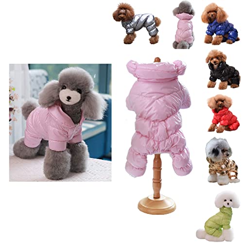 Komate Winter Hundemantel Hundejacke Mit Beinen Fleece Wasserdicht Daunenjacke für Kleine Mittelgroße Hunde Katze Haustier Welpenkleidung Outfits Bekleidung Kostüm Schneeanzug (XS, Rosa) von Komate