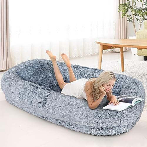 Hundebett für Menschen Sitzsack Hundebett Sofa Riesiges Hundebett Grosse Hunde Waschbar Katzenbett Hundekörbchen Memory-Schaum Orthopädische Matratze(Gray,165cm*100cm*25 cm) von Koncey