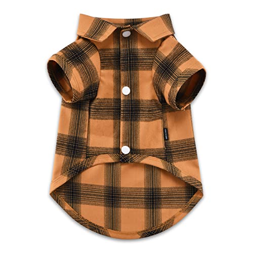 Koneseve Hundehemd Plaid Hundekleidung für kleine Hunde Junge Mädchen Katze Kleidung Weiches Welpen-Outfit Entzückende Haustier T-Shirts Kätzchen Gitter Kostüm Bekleidung Thanksgiving Weihnachtskleidung { Gelb; 2XL } von Koneseve