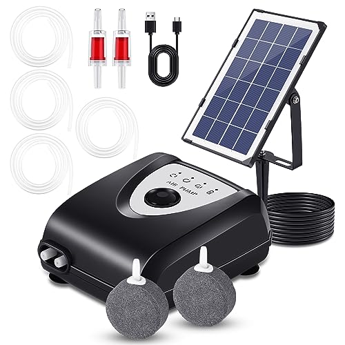 Konesky Solar-Wasserpumpe, Teichbelüfter-Luftpumpen-Set, tragbare multifunktionale Solar-Sauerstoffpumpe, 3 Sauerstoff-Modi, 35 dB Stummschaltung, für Garten-Aquarium, Pool, Angelteich von Konesky