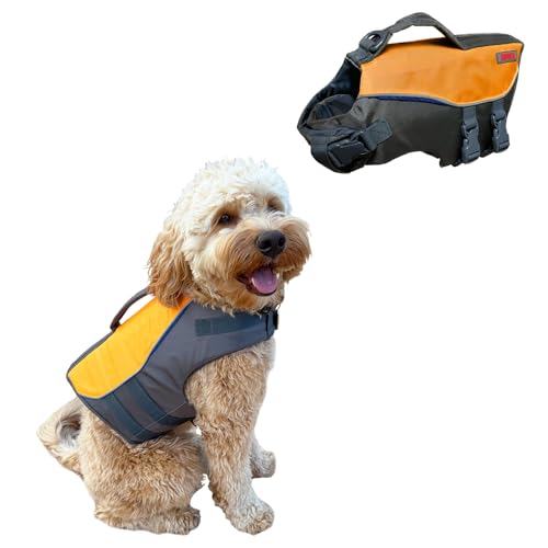 Aqua Pro Schwimmweste für Hunde, Schwimmweste mit Sicherheitsgriff, verstellbar, bequem, langlebig, Schutzmantel mit hohem Auftrieb, Größe M von KONG