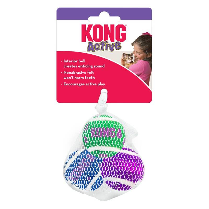 KONG Katzenspielzeug Active Tennisbälle mit Glöckchen von Kong