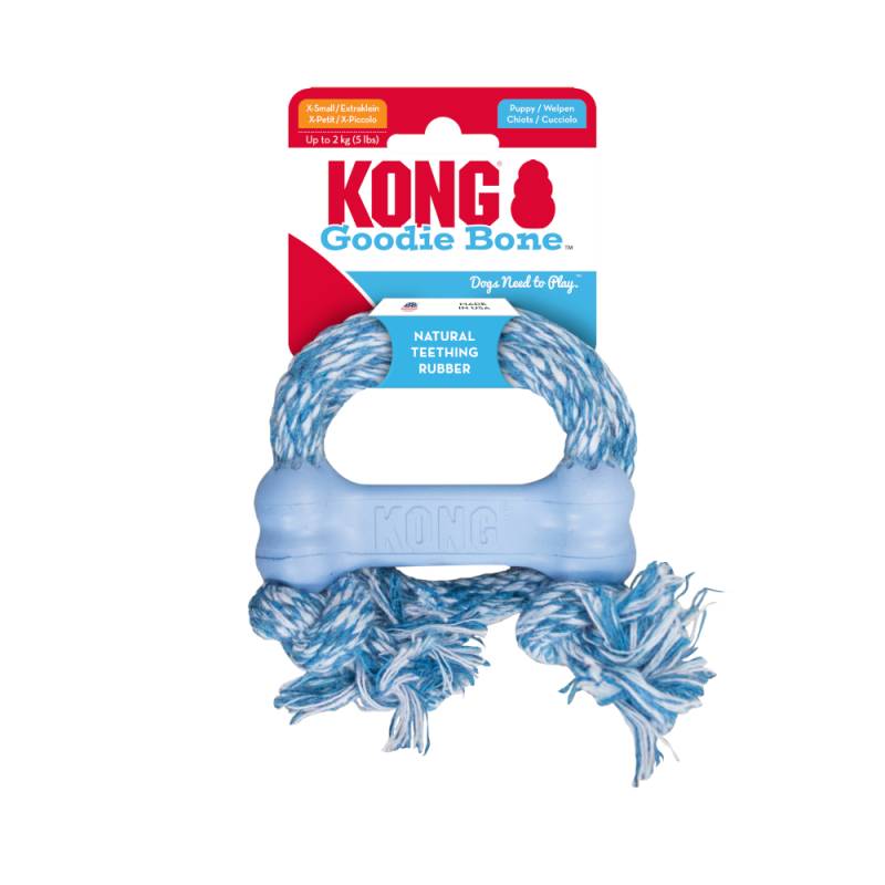 KONG Puppy Goodie Bone mit Seil - Größe XS: L 8,3 x B 2,8 x H 1,8 cm von Kong