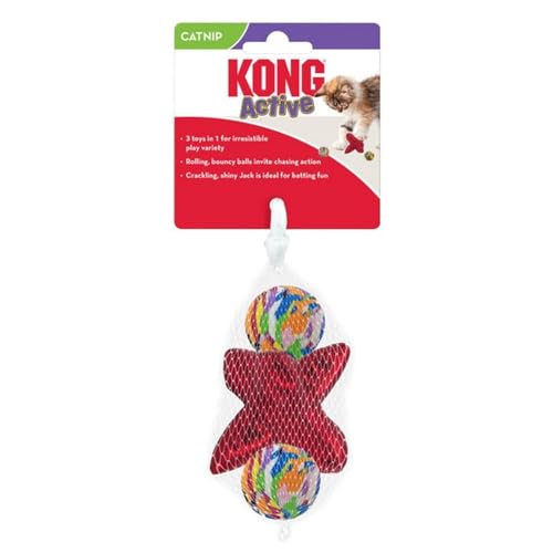 Kong Cat active jacks stuiterbal multipack met catnip rood von Kong