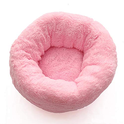 Beruhigendes Hundebett für Hunde und Katzen, bequem, rund, Donut-Form, waschbar, flauschig, luxuriös, 40 cm, Pink von KongEU