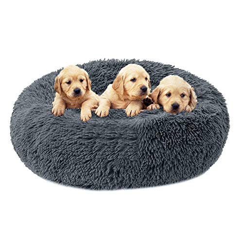 Flauschiges Hundebett abziehbar und waschbar,Grosse Hundesofa Hundekissen in Doughnut-Form,Weich wärmen Haustierbett Kissen Für Große Hunde/Katzen-80cm von KongEU