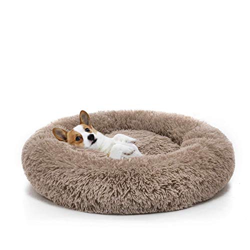 Flauschiges Hundebett abziehbar und waschbar,Grosse Hundesofa Hundekissen in Doughnut-Form,Weich wärmen Haustierbett Kissen Für Große Hunde/Katzen-XL-100cm-Kaffee von KongEU