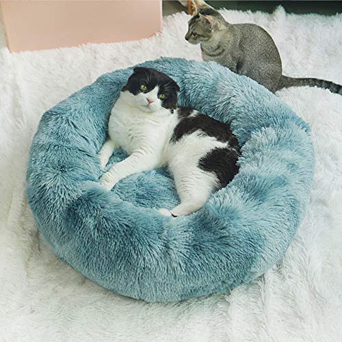 Hundebett Katzensofa Katze Schlafen Bett,Haustierbett Atmungsaktiv Flauschiges Hundekissen für kleine,Mittelgroße und Große Hunde Katzen warmes Welpenbett-S:50cm-blau von KongEU