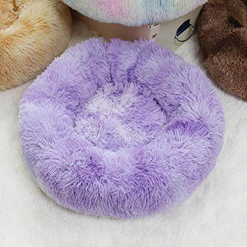 Hundebett Kuschelweiches Katzenbett Waschbar Bezug Abnehmbar Weiche Plüsch Hundekissen-Größe S/M/L/XL-rund Donut Nisthöhle Bett für Katzen Hunde-40CM von KongEU