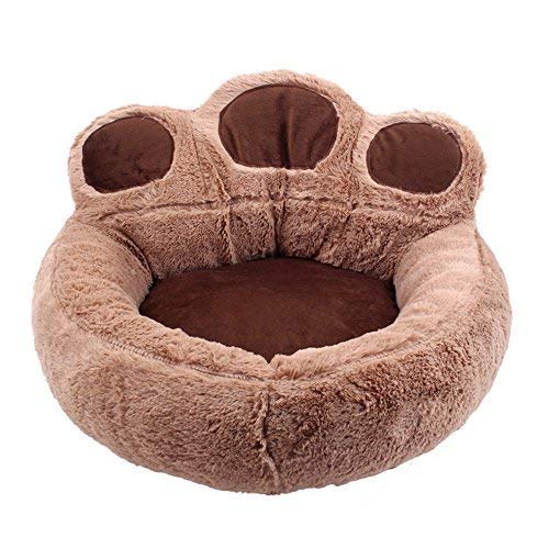 KongEU Bärentatze Form Hundebett,Abnehmbar,Indoor und Outdoor,Waschbar Hundekissen Haustier Katze Hundesofa Hundekörbchen S M L Hundekorb Katzen-Nest Hundebett Gepolstert-L:73x80cm-kaffee von KongEU