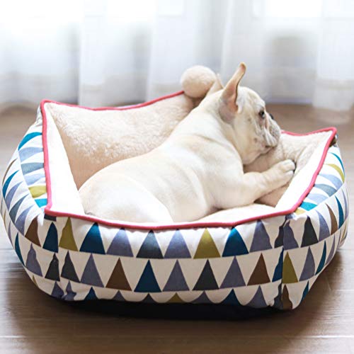 KongEU Hundebett,Hundekorb mit Wendekissen für kleine Hunde und große Katzen,Hundesofa,Katzenbett,gemütlich,Bezug abnehmbar und maschinenwaschbar-S(33 * 35 * 22cm)-Dreieck von KongEU