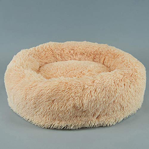 KongEU Plüsch Donut Hundebett mit abnehmbarem Kissen,Hundematte für Hunde und Katzen,gesund und schonend Hundekissen Hundekorb Hunde-Sofa abwaschbar-hellbraun-S-55x55x18cm von KongEU