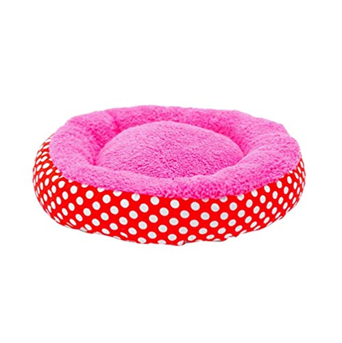 KongEU Rund Flaumiges Warme Hundebett Katzenbett Hundekissen Hundekorb Tierbett Waschbar Haustierbett Tierkissen Hundematte für Hunde Katzen-S:40CM-Rot von KongEU