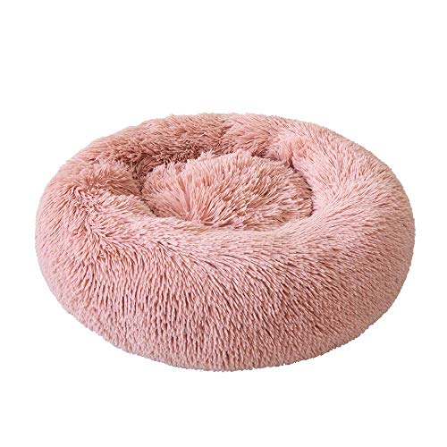 KongEU Rundes Hundebett, gemütlich, weich, aus Plüsch, Donut-Form, warm, bequem, maschinenwaschbar, flauschig von KongEU