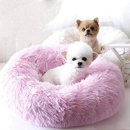 KongEU Schmuseparadies Soft Warme Haustierbett, süßes weiches Bett für Katzen,Mittelgroße Hunde,Welpen,waschbar rund Katzenbett Hundesofa Katzensofa Kissen-50 * 50 * 20cm-pink von KongEU