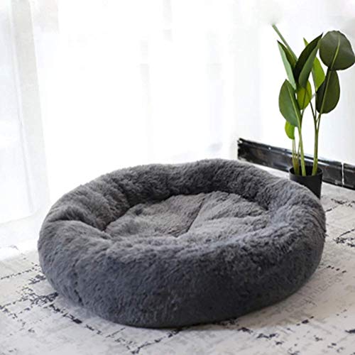 KongEU Waschbares Haustier Nest Hundehöhle S, M, L, XL für Hund und Katze,Katzenbett Hunde Sofa Matte Round oder Oval Donut Hundebett Schlafbett-M:60 * 60CM-Darkgray von KongEU