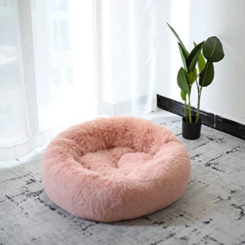 KongEU Waschbares Haustier Nest Hundehöhle S, M, L, XL für Hund und Katze,Katzenbett Hunde Sofa Matte Round oder Oval Donut Hundebett Schlafbett-S:50 * 50CM-Pink von KongEU