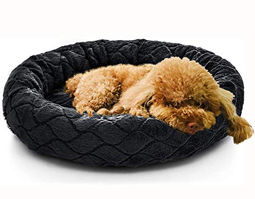 Kuscheliges Hundebett/Haustierbett, weich, warm, rundes Kissen, luxuriöses Donut-Kuschelbett, Hundehütte, 55 x 55 cm von KongEU