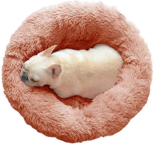 Lovely Donut Hundebett / Katzensofa, warmes, weiches Kissen für Welpen, Kätzchen, beruhigendes Bett mit waschbarem, abnehmbarem Bezug, verbesserter Schlaf, rosa, 50 cm von KongEU