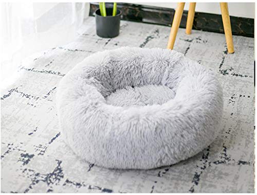 Luxuriöses Flauschiges Haustierbett,groß Katzenbett für Katzen, kleine, mittelgroße Hunde,rundes Kuschelbett mit weichem Kissen,wasserdicht-XS-40cm-Light Gray von KongEU