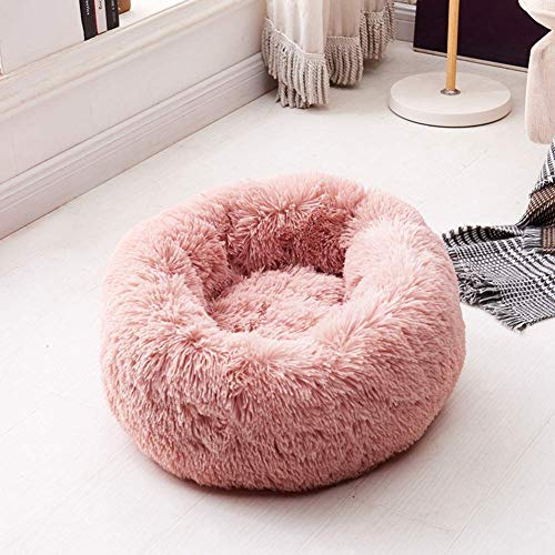 Luxuriöses Flauschiges Haustierbett,groß Katzenbett für Katzen, kleine, mittelgroße Hunde,rundes Kuschelbett mit weichem Kissen,wasserdicht-XS-40cm-Pink von KongEU