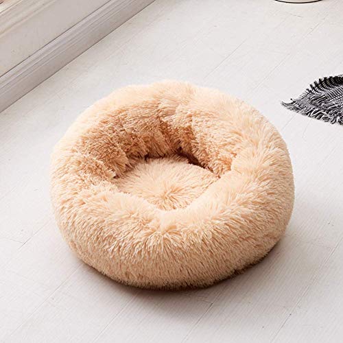 Luxuriöses Flauschiges Haustierbett,groß Katzenbett für Katzen, kleine, mittelgroße Hunde,rundes Kuschelbett mit weichem Kissen,wasserdicht-XS-40cm-khaki von KongEU