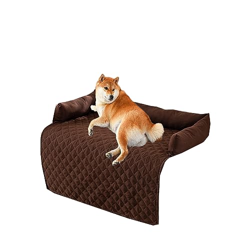 Kongdson Comfy Hundebett für Schlafsofa, weich, wasserdicht, Katzen- und Hundekissen, Sofaschutz, rutschfest, waschbar, 75 x 75 cm, Braun von Kongdson