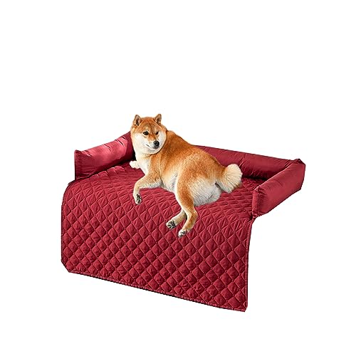 Kongdson Comfy Hundebett für Schlafsofa, weich, wasserdicht, Katzen- und Hundekissen, Sofaschutz, rutschfest, waschbar, 75 x 75 cm, Rot von Kongdson