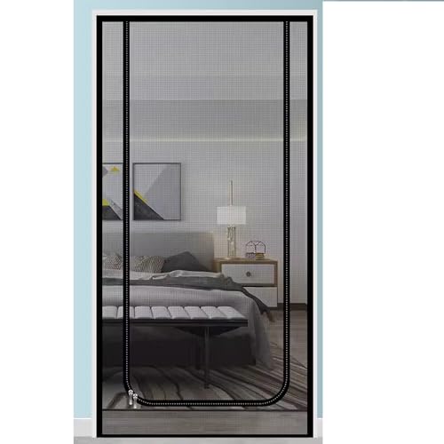 Kongdson Fliegengitter für Schlafzimmer, Balkon, Fliegengitter mit Reißverschluss, Luftzirkulation, Fliegengitter, Katze, Haustierschutz, Türgitter (100 x 200 cm, Schwarz-U) von Kongdson