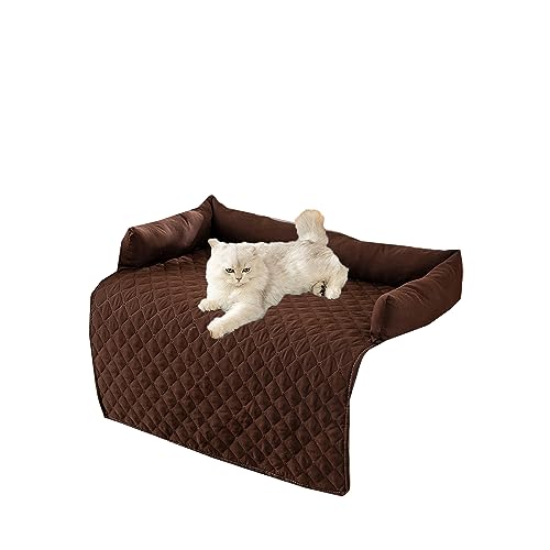 Kongdson Hunde- und Katzenbett für Schlafsofa, wasserdicht, rutschfest, beruhigendes Pad, waschbares Haustierkissen, Schlafmatte, weiche, bequeme Hundedecke (75 x 75 cm, Braun) von Kongdson