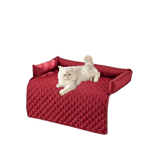 Kongdson Hunde- und Katzenbett für Schlafsofa, wasserdicht, rutschfest, beruhigendes Pad, waschbares Haustierkissen, Schlafmatte, weiche, bequeme Hundedecke (75 x 75 cm, Rot) von Kongdson